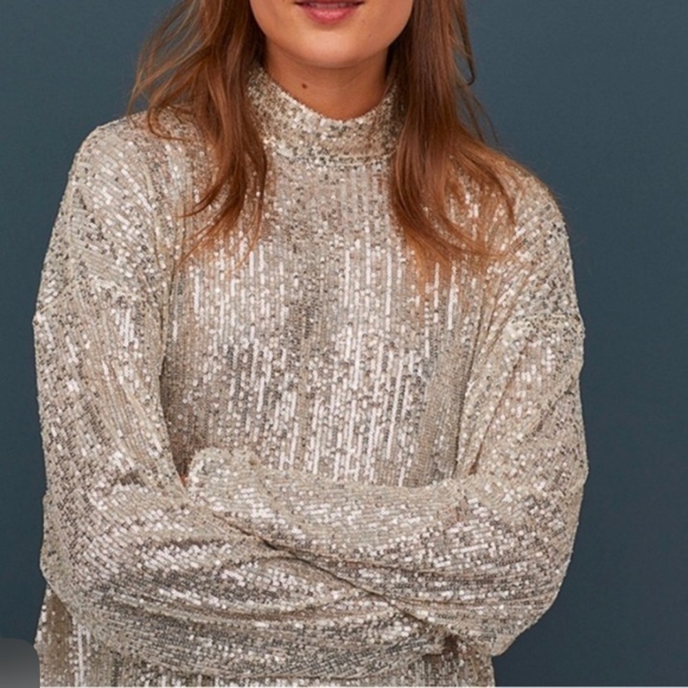 H&M Silver Sequin Top